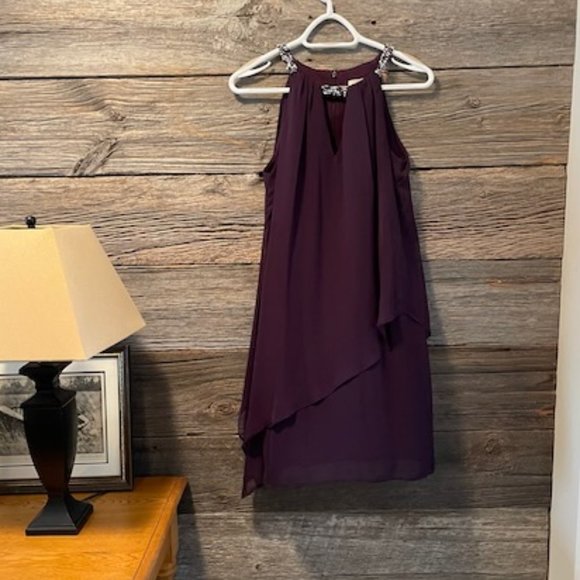 Eliza J Beaded Chiffon Halter Dress - Picture 1 of 5